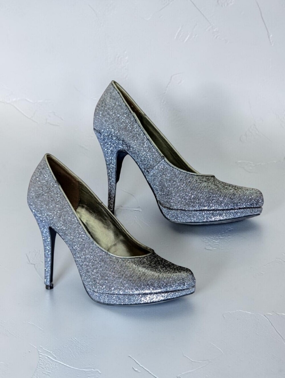 Silver Glitter Pumps M.p.s. Dietrich Size 38 US 7.5 Glam Sparkle